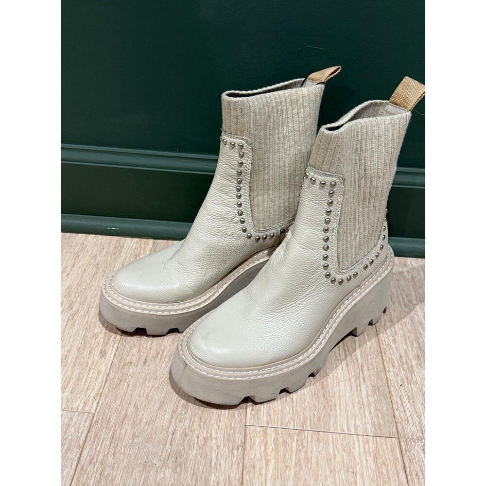 Dolce Vita Hoven H2o Studded Ivory Leather Boots sz 5 - Picture 2 of 6